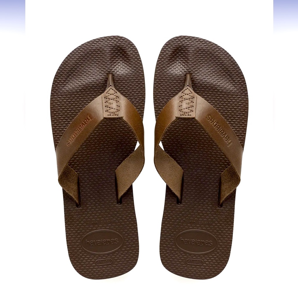 NBW Havaianas - Men’s flip flops - leather strap- brown - size Men’s 11/12